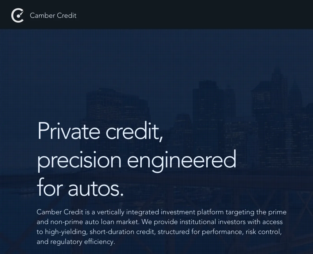 Camber Credit website screenshot